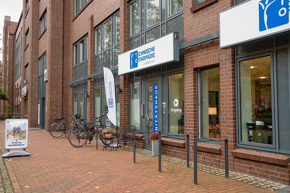 Der Eingangsbereich des Sanitätshaus Technische Orthopädie Hamburg.